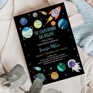 Astronaut Space Counterdown is Baby shower begonne Kaart