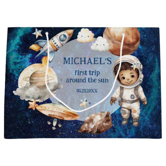 Astronaut Space eerste reis rond de Sun Gift Bag Groot Cadeauzakje (Voorkant)