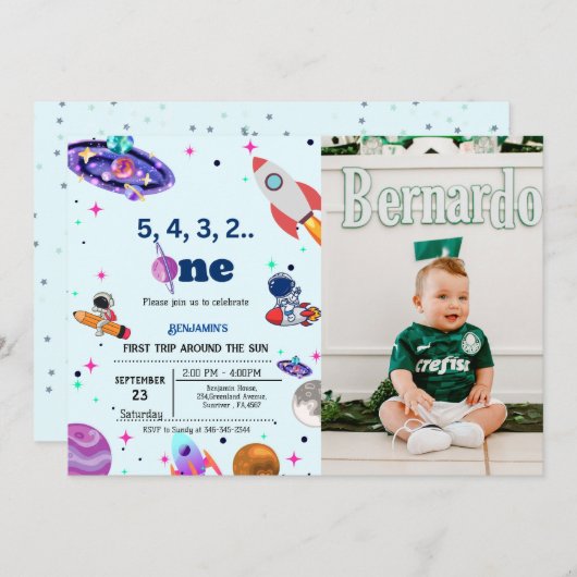 Astronaut Space eerste reis rond de verjaardag van Kaart (Voorkant / Achterkant)