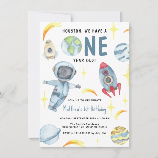 Astronaut Space eerste verjaardag Kaart (Voorkant)