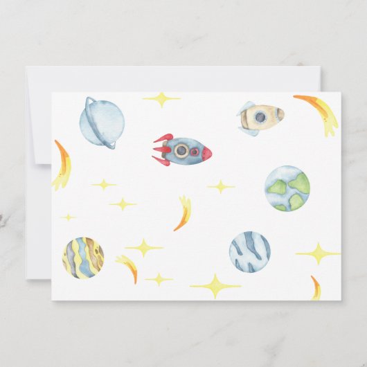 Astronaut Space eerste verjaardag uitnodiging (Achterkant)