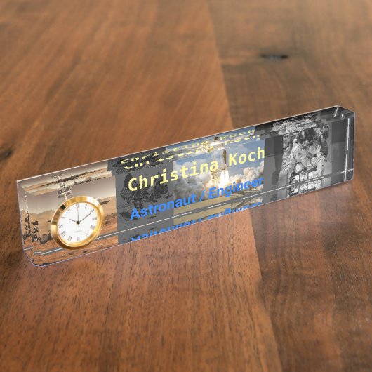 Astronaut Space Exploration Grey Theme Custom Naambordje (Zijkant)