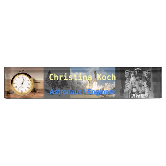 Astronaut Space Exploration Grey Theme Custom Naambordje (Voorkant)