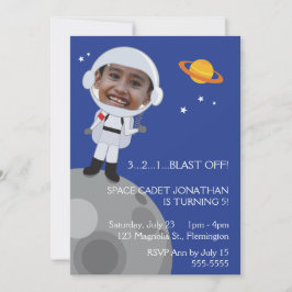 Astronaut Space Explorer Birthday Photo Templase Kaart