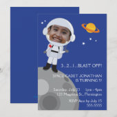 Astronaut Space Explorer Birthday Photo Templase Kaart (Voorkant / Achterkant)