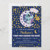 Astronaut Space First Trip Around Moon Birthday Kaart (Voorkant)