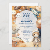 Astronaut Space First Trip ROND the Sun Birthday Kaart (Voorkant / Achterkant)