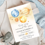 Astronaut Space First Trip ROND the Sun Birthday Kaart<br><div class="desc">Astronautenruimte Eerste reis rond de zon Verjaardag uitnodiging</div>