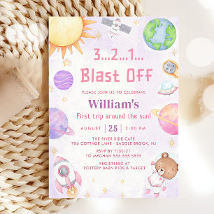 Astronaut Space First Trip ROND the Sun Birthday Kaart