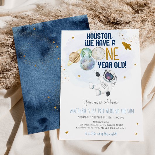 Astronaut Space First Trip ROND the Sun Birthday Kaart