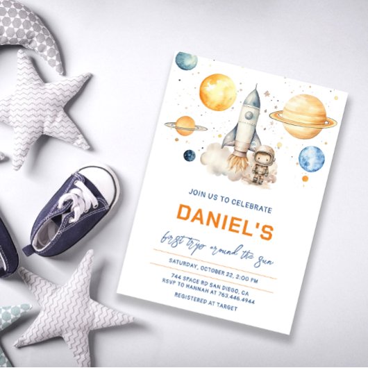 Astronaut Space First Trip ROND the Sun Birthday Kaart