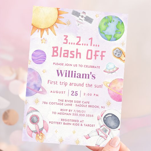 Astronaut Space First Trip ROND the Sun Birthday Kaart