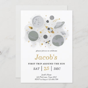 Astronaut Space First Trip ROND the Sun Birthday Kaart