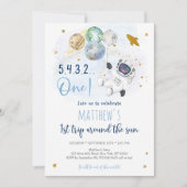 Astronaut Space First Trip ROND the Sun Birthday Kaart (Voorkant)