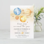 Astronaut Space First Trip ROND the Sun Birthday Kaart (Staand voorkant)