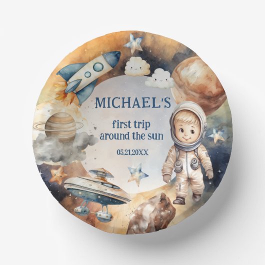 Astronaut Space First Trip ROND the Sun Birthday Papieren Kommen (Voorkant)