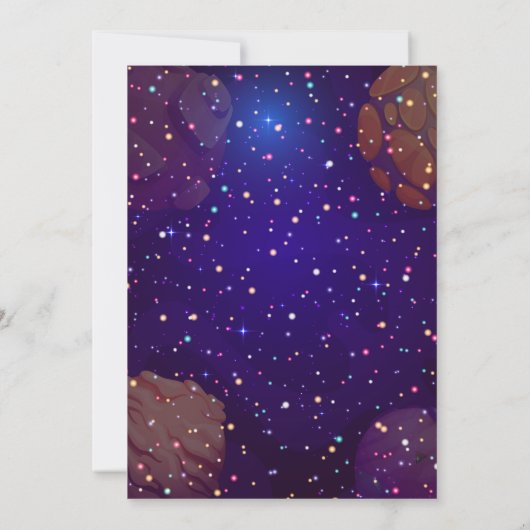 Astronaut Space Galaxy UFO Birthday Invitation Kaart (Achterkant)