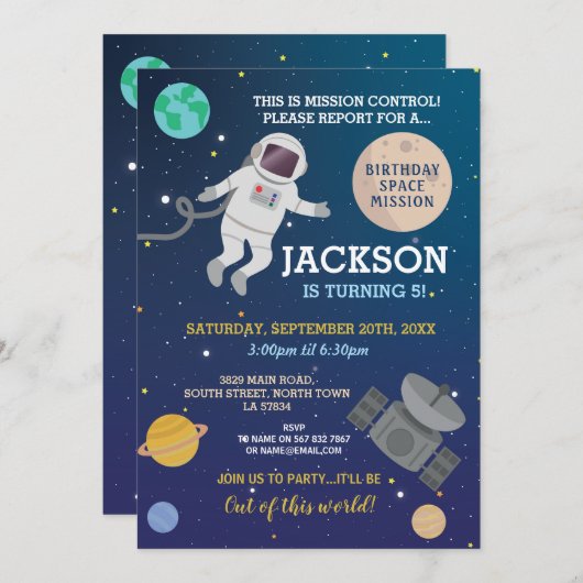 Astronaut Space Galaxy verjaardagsfeestje ruimte Kaart (Voorkant / Achterkant)