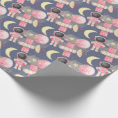 Astronaut Space Girl Patroon Cadeaupapier (Hoek)