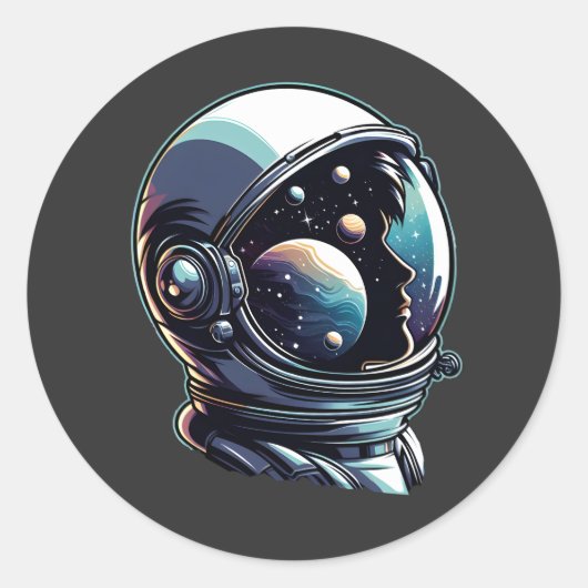 Astronaut Space Helmet Ronde Sticker (Voorkant)