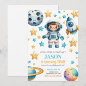 Astronaut Space Kids Uitnodiging voor verjaardagsf (Voorkant / Achterkant)