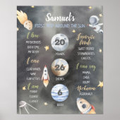Astronaut Space Milestone First Birthday Board Poster (Voorkant)