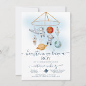 Astronaut Space Mobile Baby shower Kaart (Voorkant)