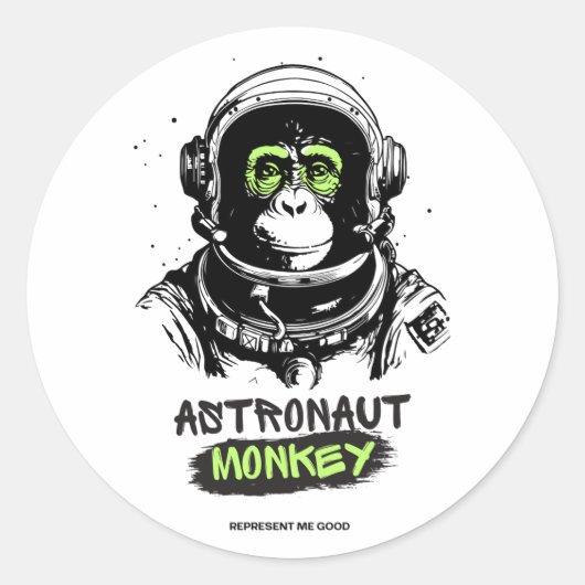 Astronaut Space Monkey Authentiek Hoge kwaliteit Ronde Sticker (Voorkant)