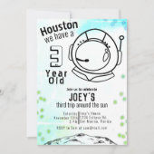 Astronaut Space Neon Birthday Kaart (Voorkant)