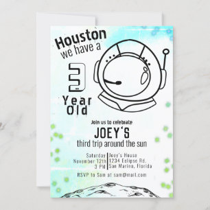 Astronaut Space Neon Birthday Kaart