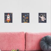 Astronaut Space Nursery Decor Aangepaste tekstnaam Muurkunst Sets (Woonkamer)