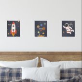 Astronaut Space Nursery Decor Aangepaste tekstnaam Muurkunst Sets (Slaapkamer)