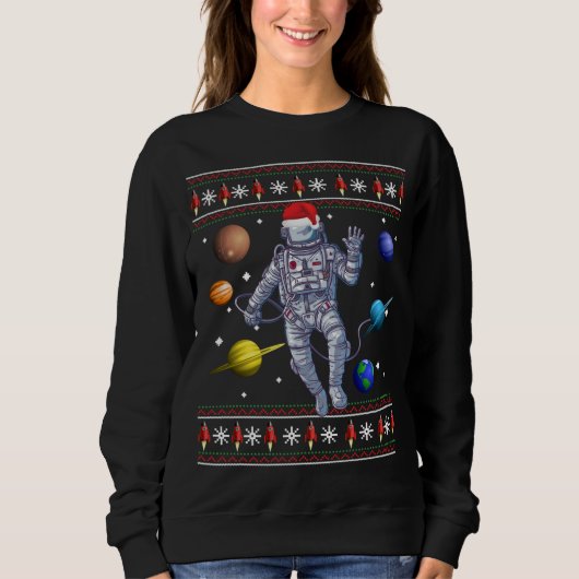 Astronaut Space Planets Liever Lelijk Kerstzweet Trui (Voorkant)