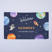 Astronaut Space Planets Verjaardag Blauw Welkom Spandoek