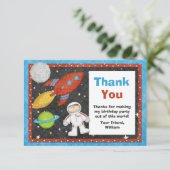 Astronaut Space Rocket Birthday Hartelijk dank Bedankkaart (Staand voorkant)