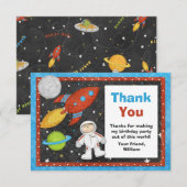 Astronaut Space Rocket Birthday Hartelijk dank Bedankkaart (Voorkant / Achterkant)