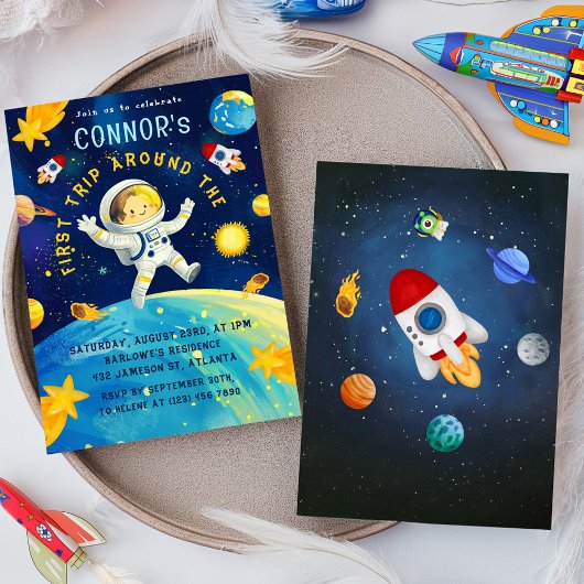 Astronaut Space Rocket Planets viert verjaardag Kaart