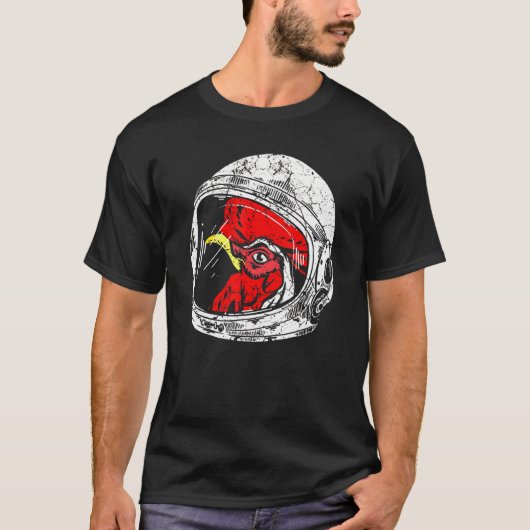 Astronaut Space Rooster Kip Dierenplaneten T-shirt (Voorkant)
