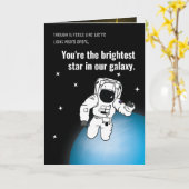 Astronaut / Space Social Distancing Black Birthday Kaart (Gele Bloem)