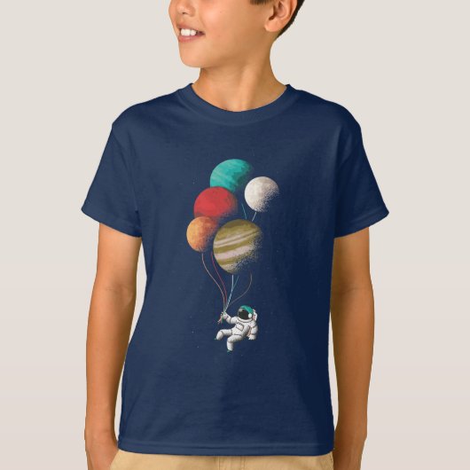 Astronaut Space, Spaceman Balloons Moon Planets T-shirt (Voorkant)