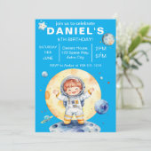 Astronaut Space-Theme Custom Birthday Party Kaart (Staand voorkant)