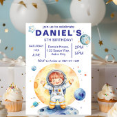 Astronaut Space-Theme Custom Birthday Party Kaart