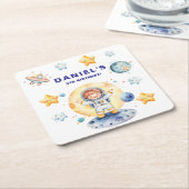 Astronaut Space-Theme Custom Birthday Party Kartonnen Onderzetters (Schuin)