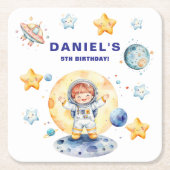 Astronaut Space-Theme Custom Birthday Party Kartonnen Onderzetters (Voorkant)