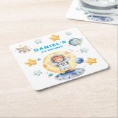 Astronaut Space-Theme Custom Birthday Party Kartonnen Onderzetters (Schuin)