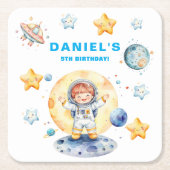 Astronaut Space-Theme Custom Birthday Party Kartonnen Onderzetters (Voorkant)