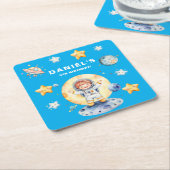Astronaut Space-Theme Custom Birthday Party Kartonnen Onderzetters (Schuin)
