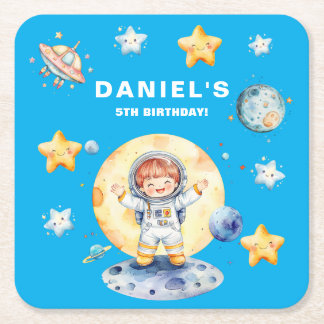 Astronaut Space-Theme Custom Birthday Party Kartonnen Onderzetters
