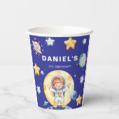 Astronaut Space-Theme Custom Birthday Party Papieren Bekers (Achterkant)