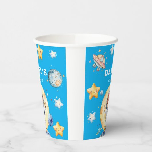 Astronaut Space-Theme Custom Birthday Party Papieren Bekers (Links)